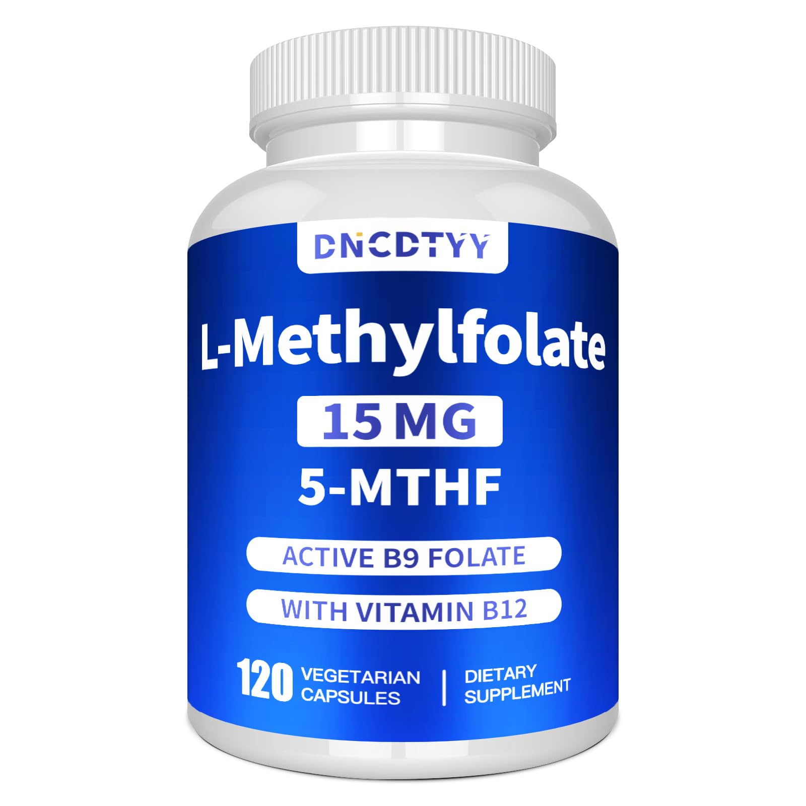 Front view of DNCDTYY L-Methylfolate 15mg bottle