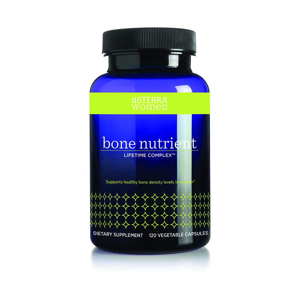 Bottle of doTERRA Women Bone Nutrient Lifetime Complex with vitamins C and D, calcium, magnesium and trace minerals