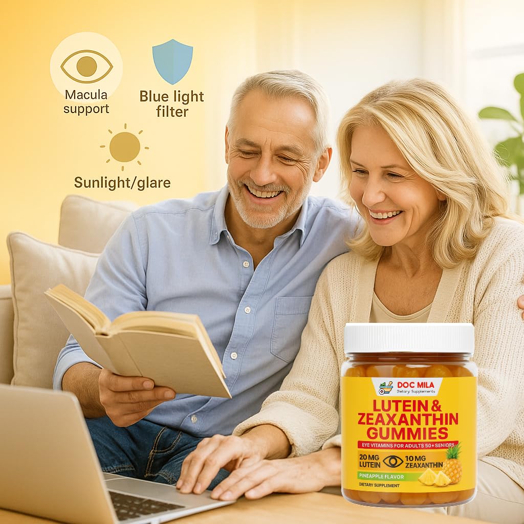 Close-up of gummies promoting healthy vision for older adults