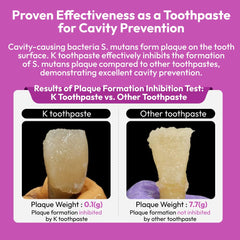 Sensitive toothpaste variant showing natural ingredients and Korea-made label
