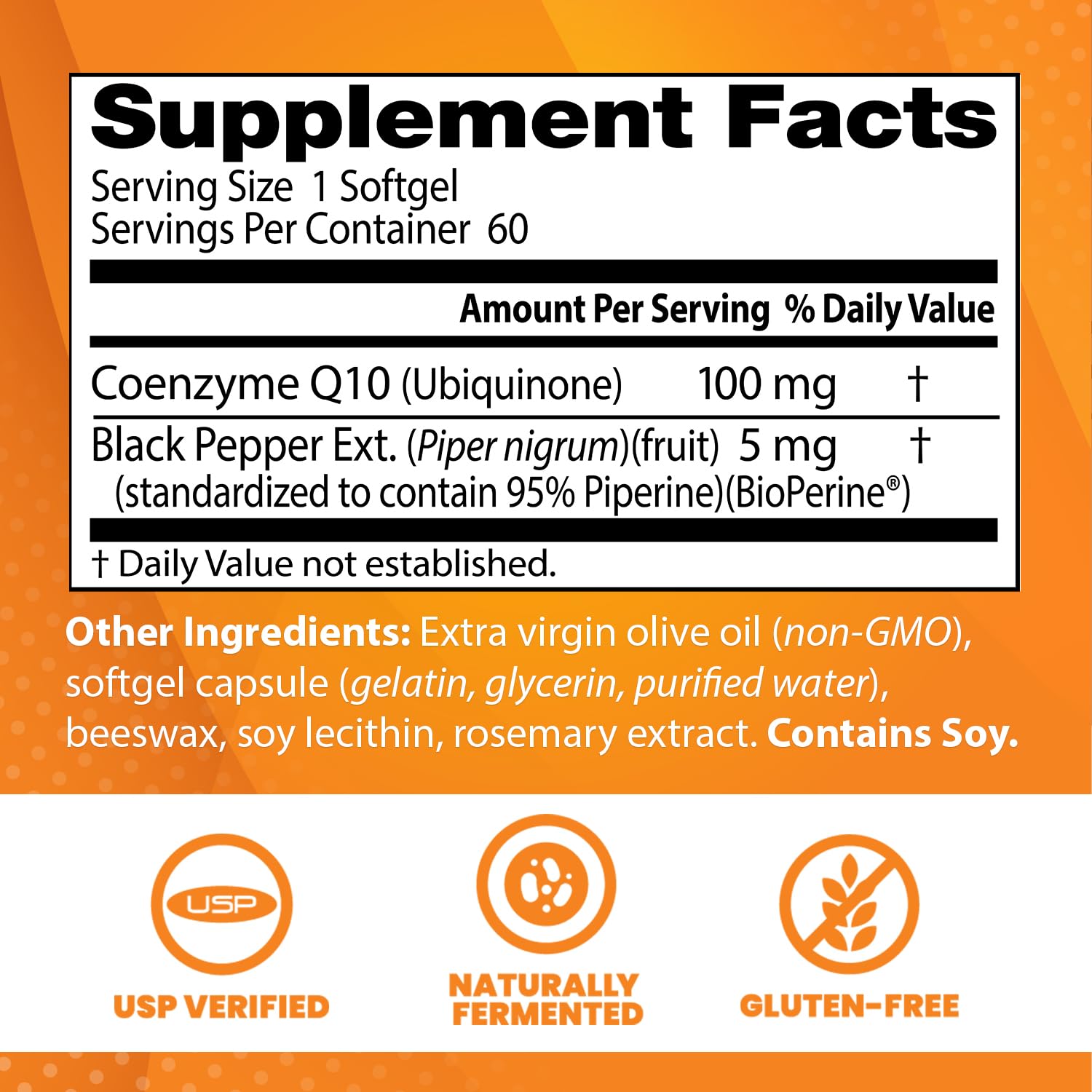Close-up of CoQ10 softgels