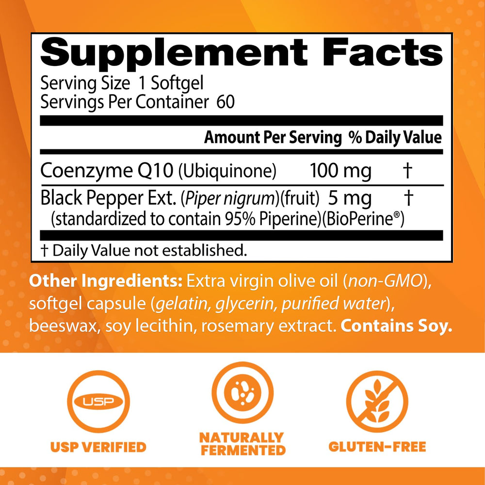 Close-up of CoQ10 softgels
