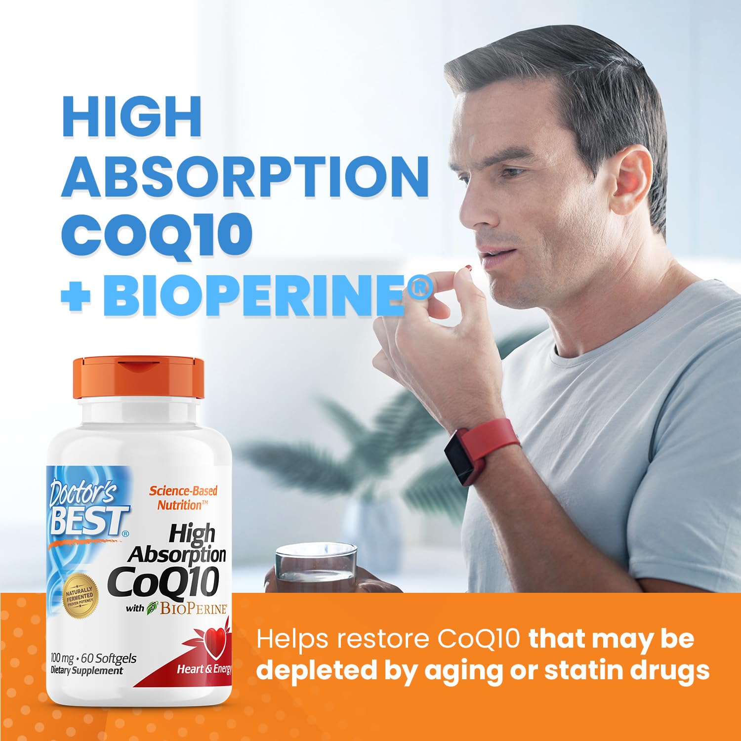 Graphic showing heart health and cellular energy with CoQ10