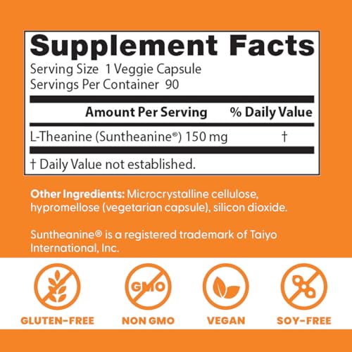 Nutritional facts panel for Doctor's Best L-Theanine 150 mg
