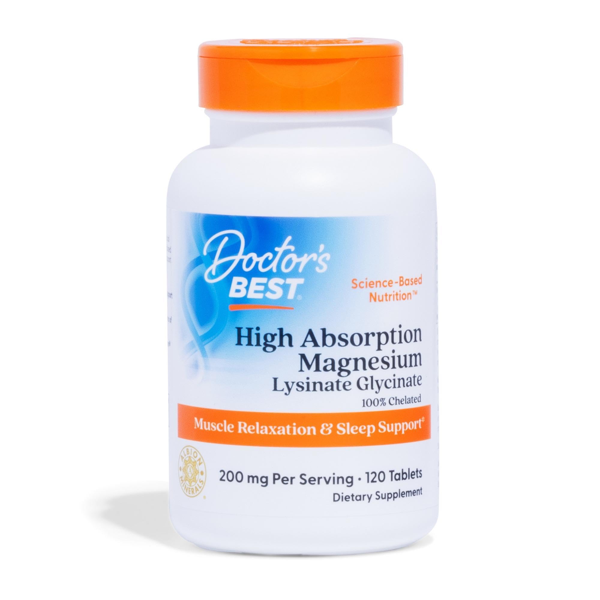 Doctor’s Best Magnesium Glycinate Lysinate bottle with tablets