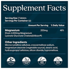 Supplement facts panel for Doctor’s Best magnesium glycinate lysinate