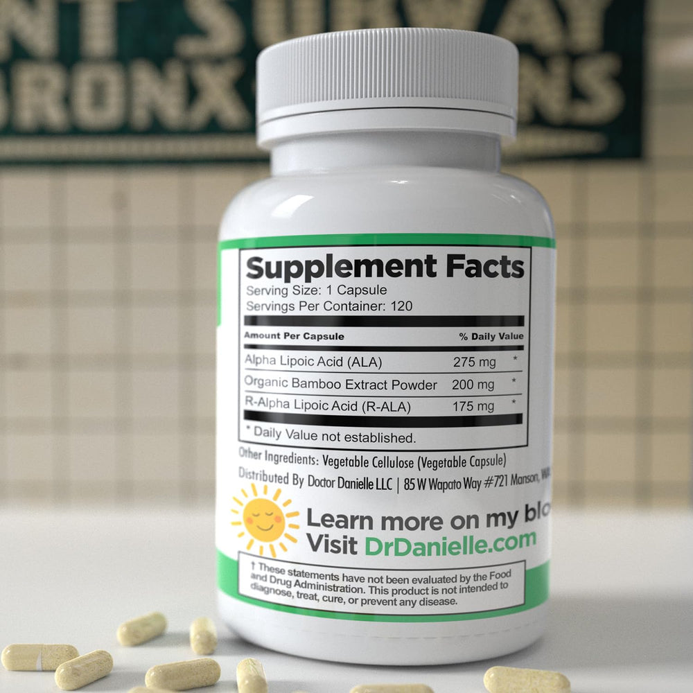 Doctor Danielle Alpha-Lipoic Acid packaging highlighting blood sugar support potential
