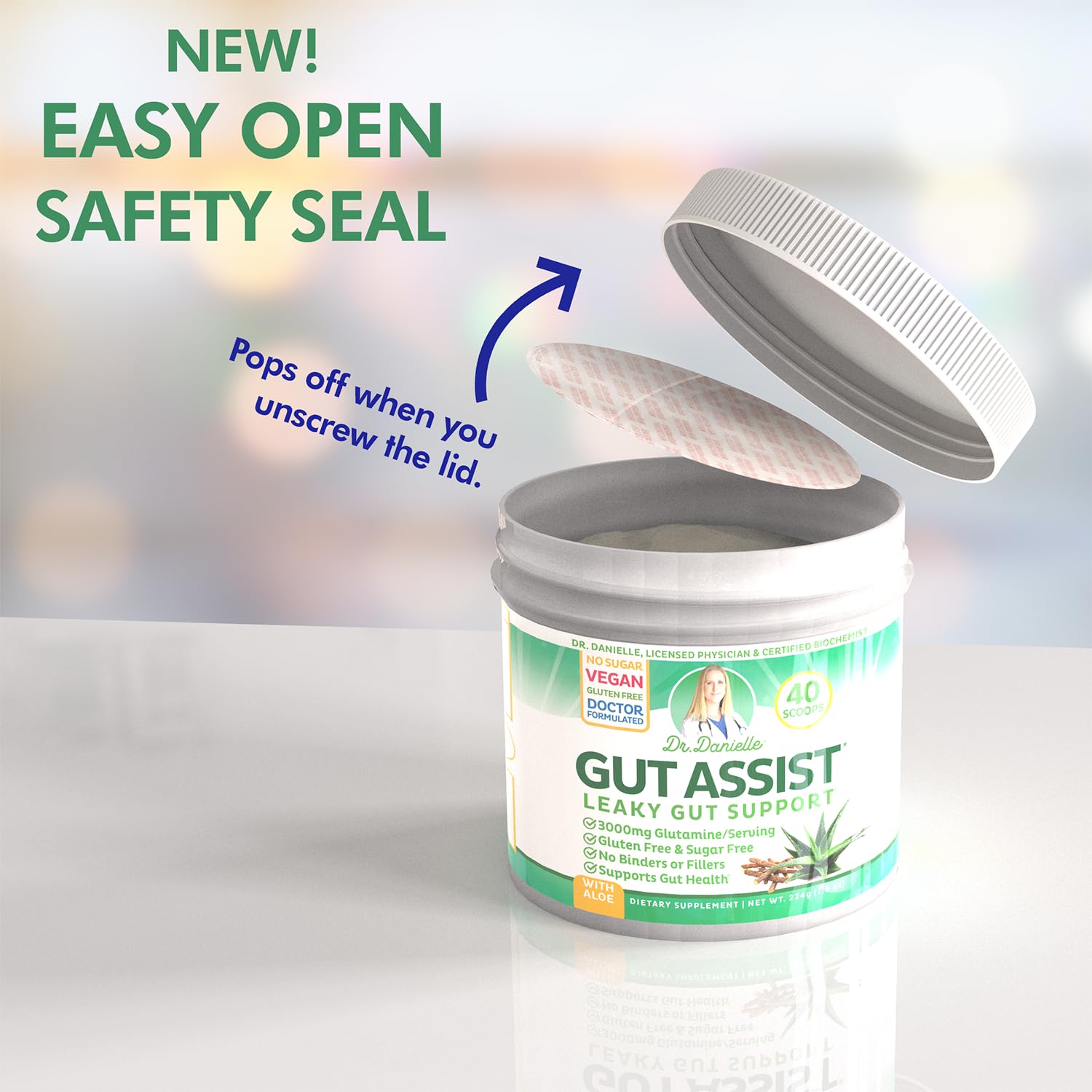 Licorice root and aloe vera components highlighted in GutAssist formula