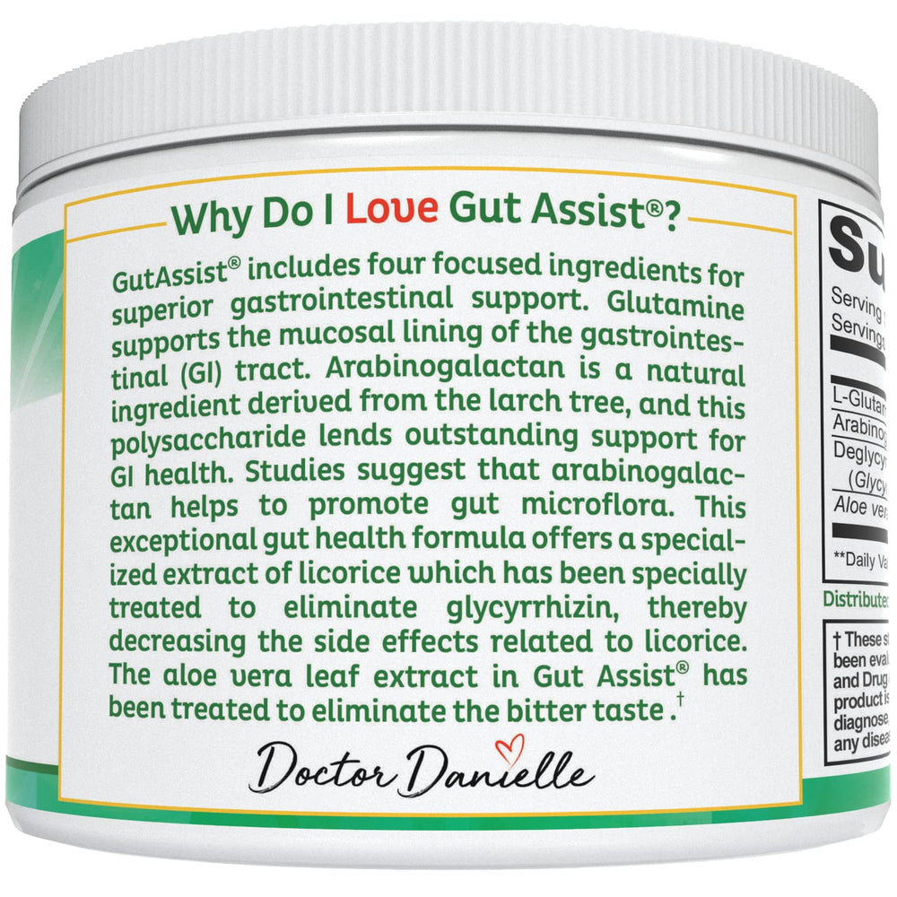 Powder scoop filled with GutAssist leaky gut repair powder