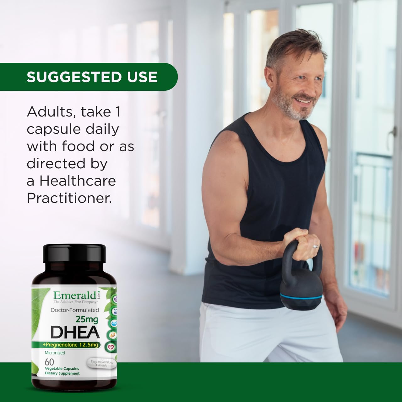 Doctor-formulated DHEA supplement packaging