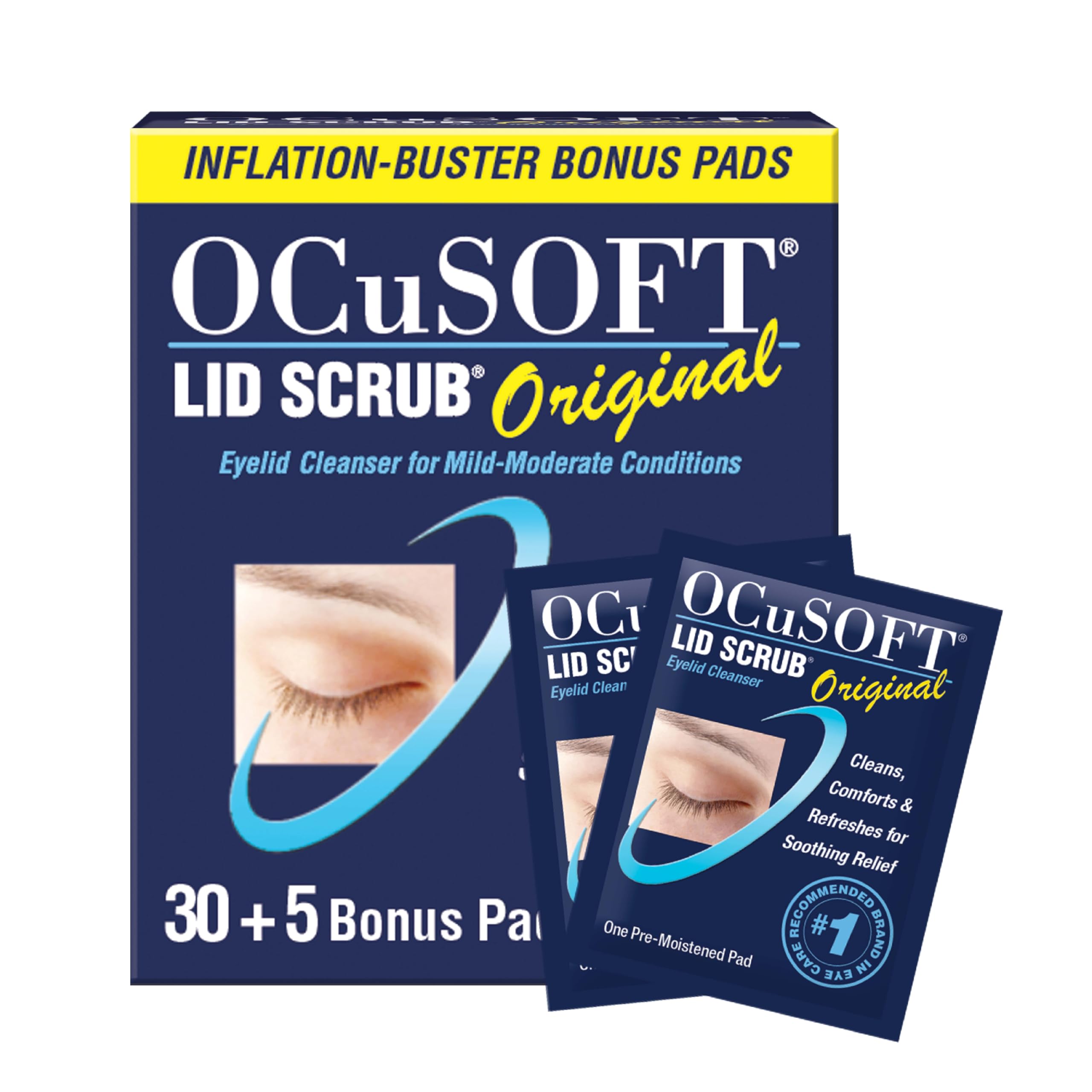 Label indicating doctor-recommended eyelid cleanser