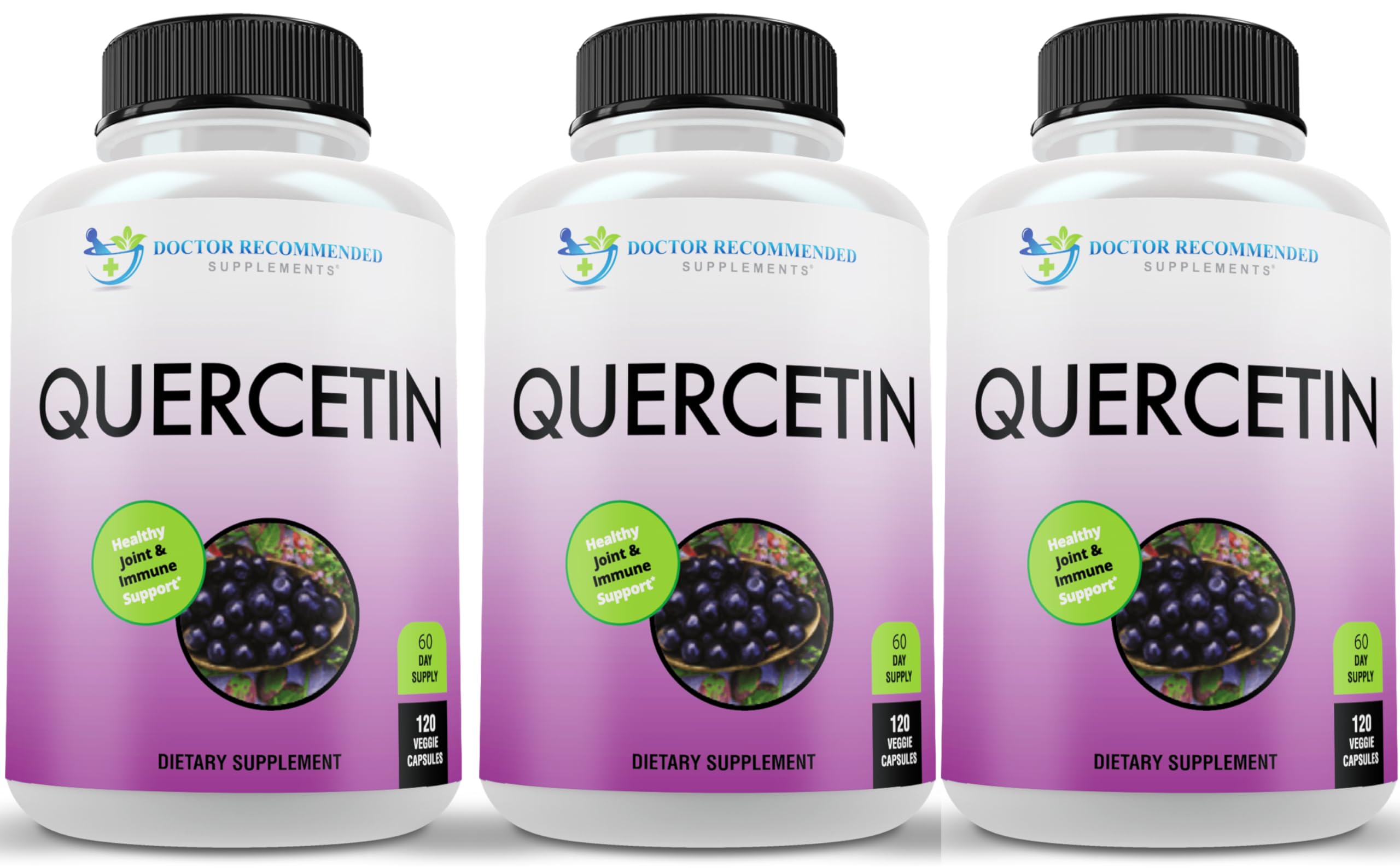 Doctor Recommended Quercetin 1000mg bottle label - Vegan, Non-GMO