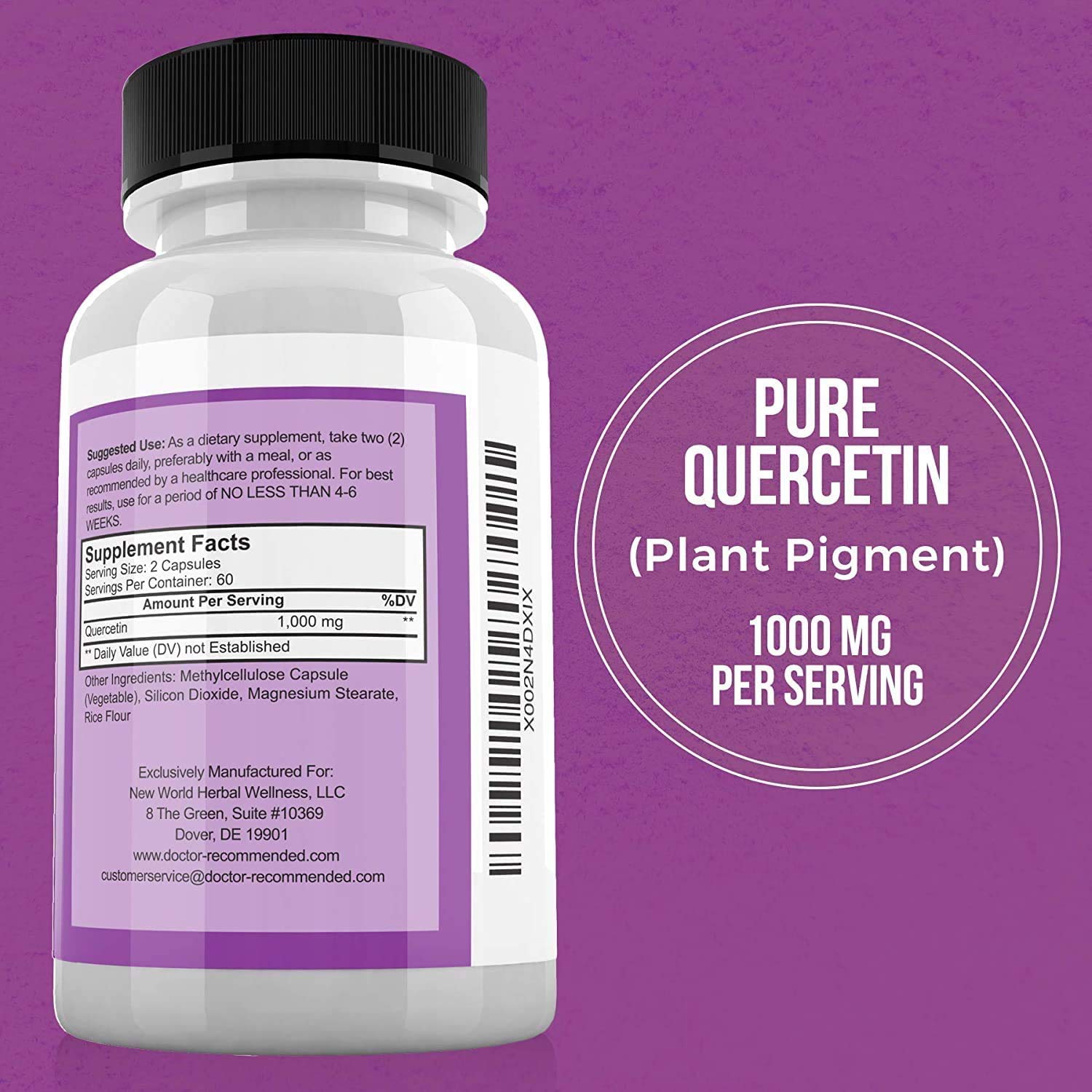 Quercetin 1000mg veggie capsules in bottle