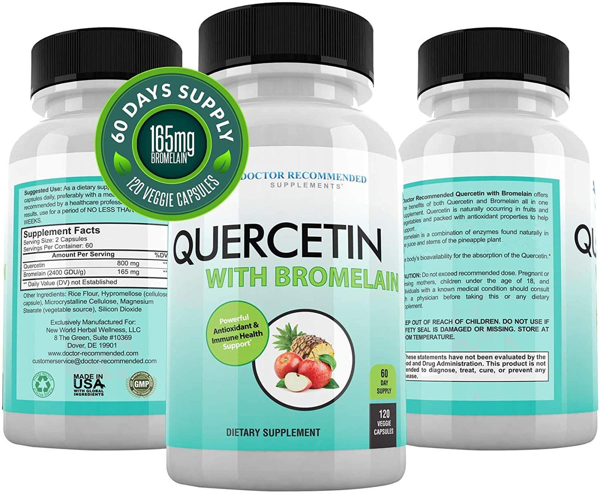 Doctor recommended Quercetin 800mg with Bromelain 165mg per serving