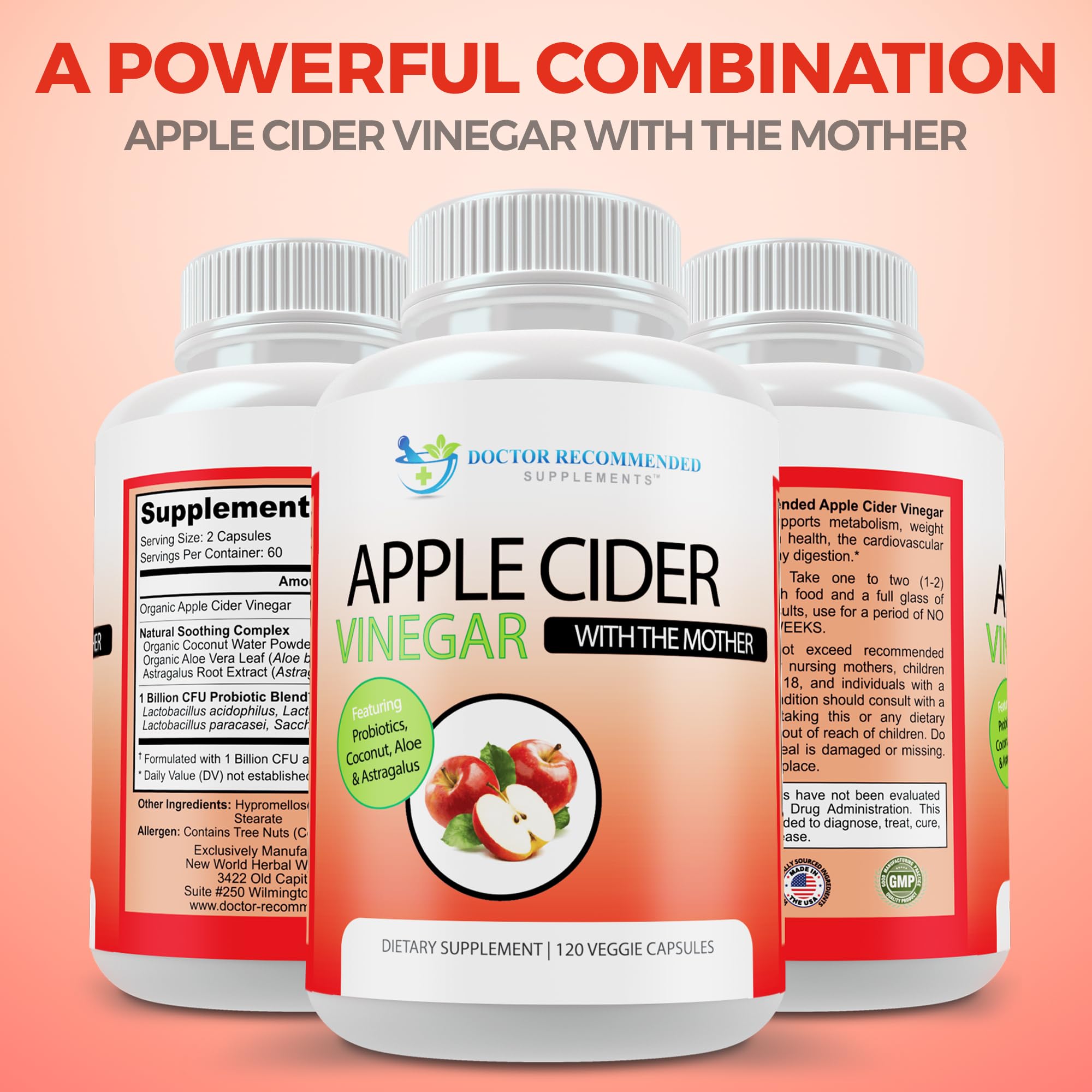 DOCTOR RECOMMENDED SUPPLEMENTS Organic ACV capsule line enables simple daily routine.