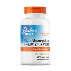 Bottle of Doctor's Best High Absorption CoQ10 plus PQQ 60 veggie caps