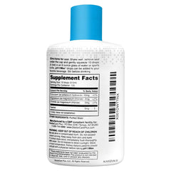 Product label showing ingredients and features
