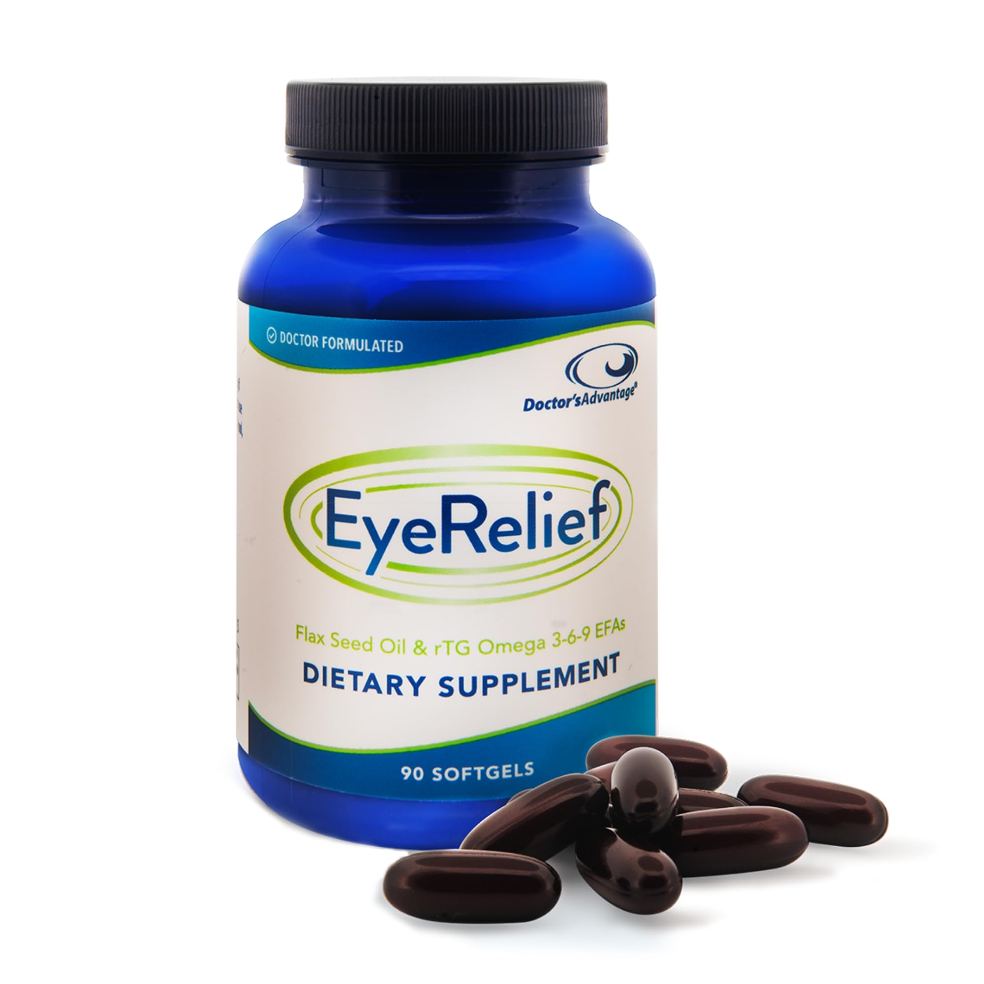 Front view of Doctor’s Advantage Eye Relief 90 softgels bottle