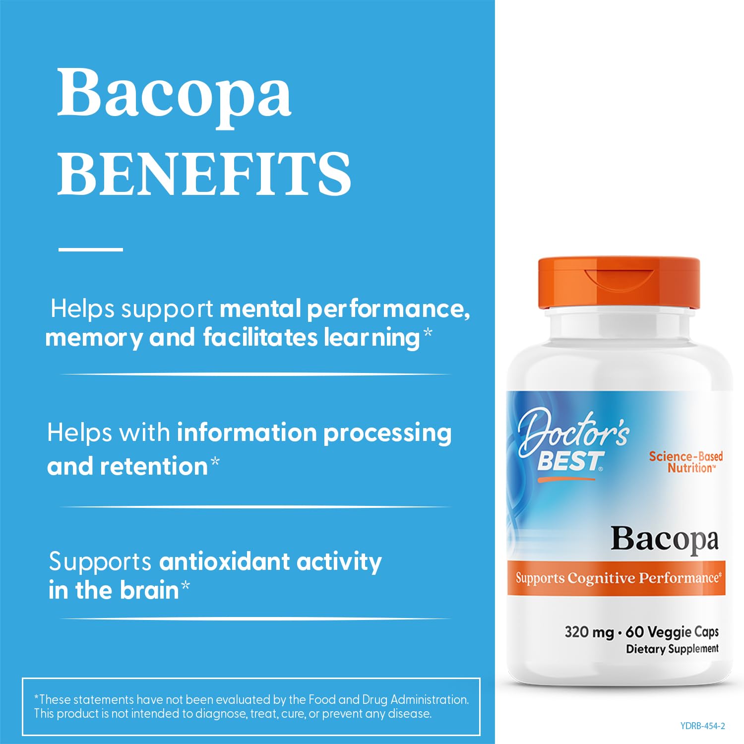 Product label for Doctors Best Bacopa with Synapsa