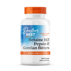 Bottle of Doctor's Best Betaine HCl Pepsin Gentian Bitters 360-count