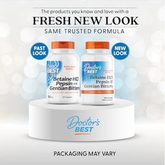 Close-up of the product bottle label highlighting Betaine HCl Pepsin Gentian Bitters