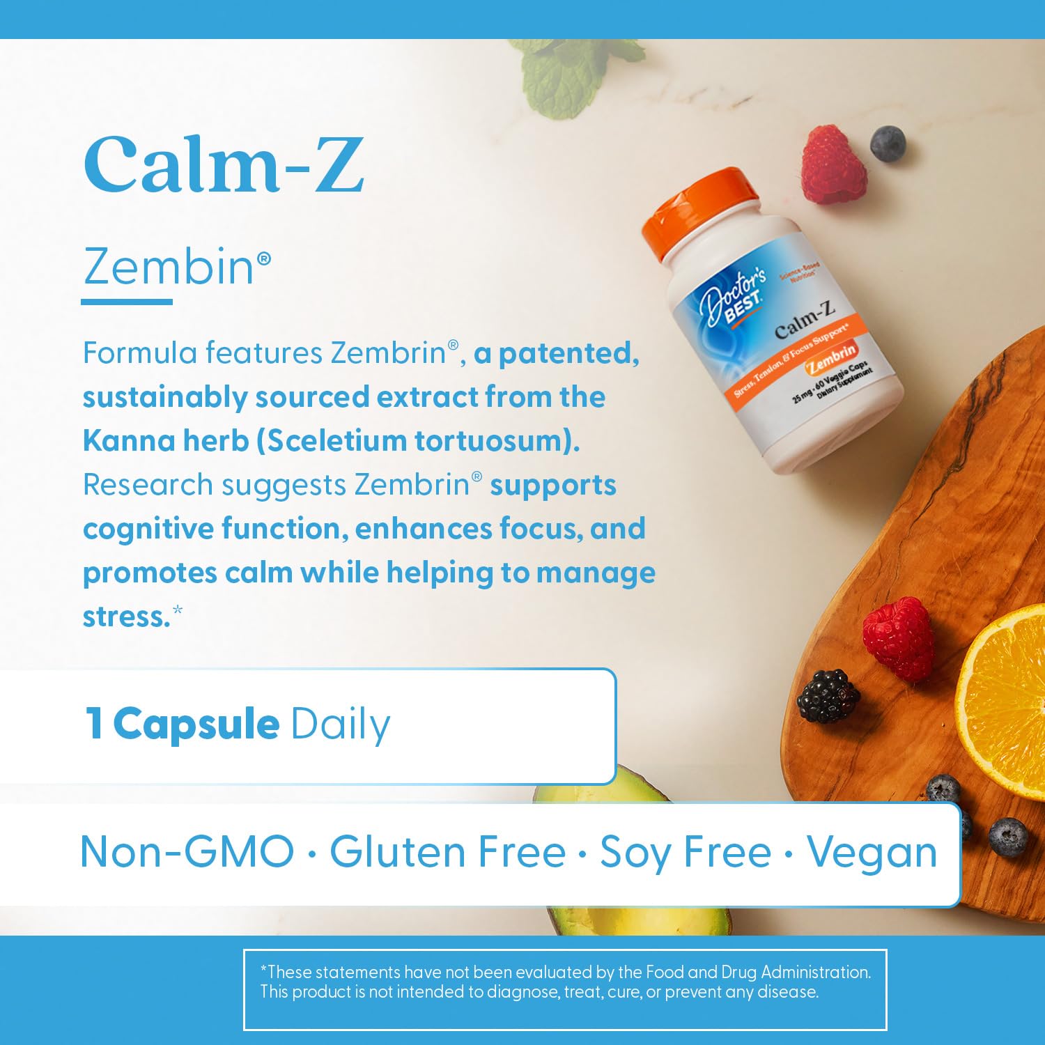 Non-GMO, gluten-free and vegan supplement label
