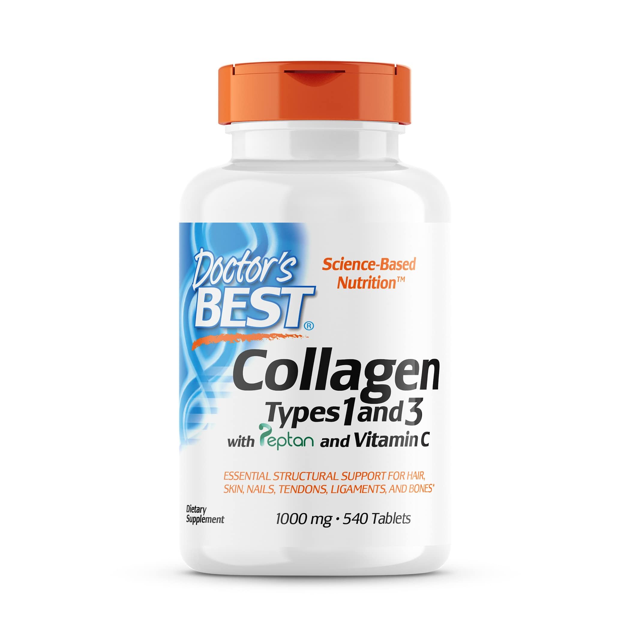 Doctor's Best Collagen Types I & III with Peptan bottle and tablets