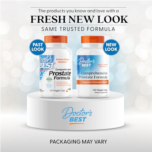 Doctors Best Comprehensive Prostate Formula bottle back lists ingredients with potential heart-supporting plant sterols.
