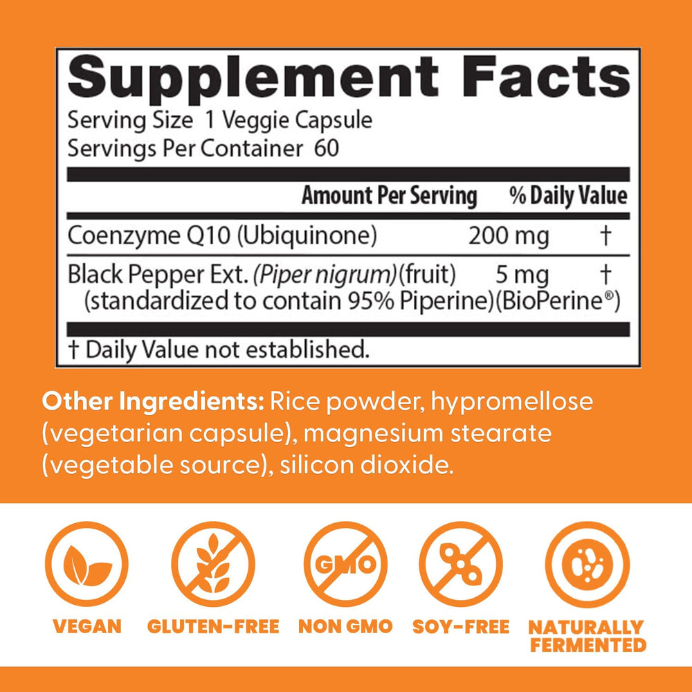 CoQ10 supplement with Bioperine for enhanced absorption