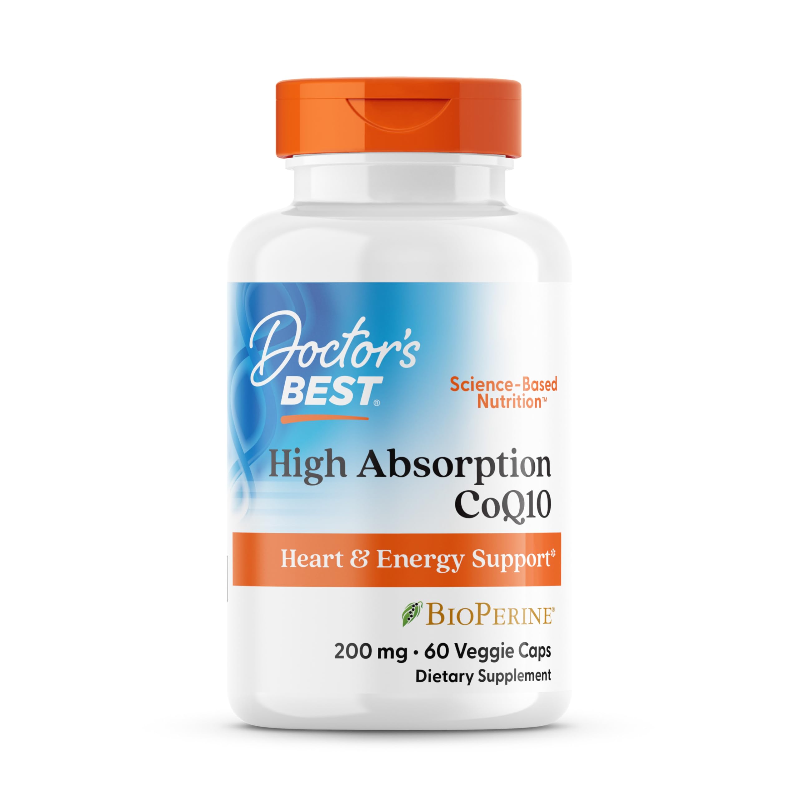 Front view of Doctors Best High Absorption CoQ10 bottle with label