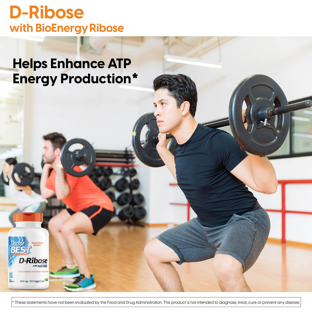 Doctor's Best D-Ribose box and bottle on a clean surface for easy supplement routine.