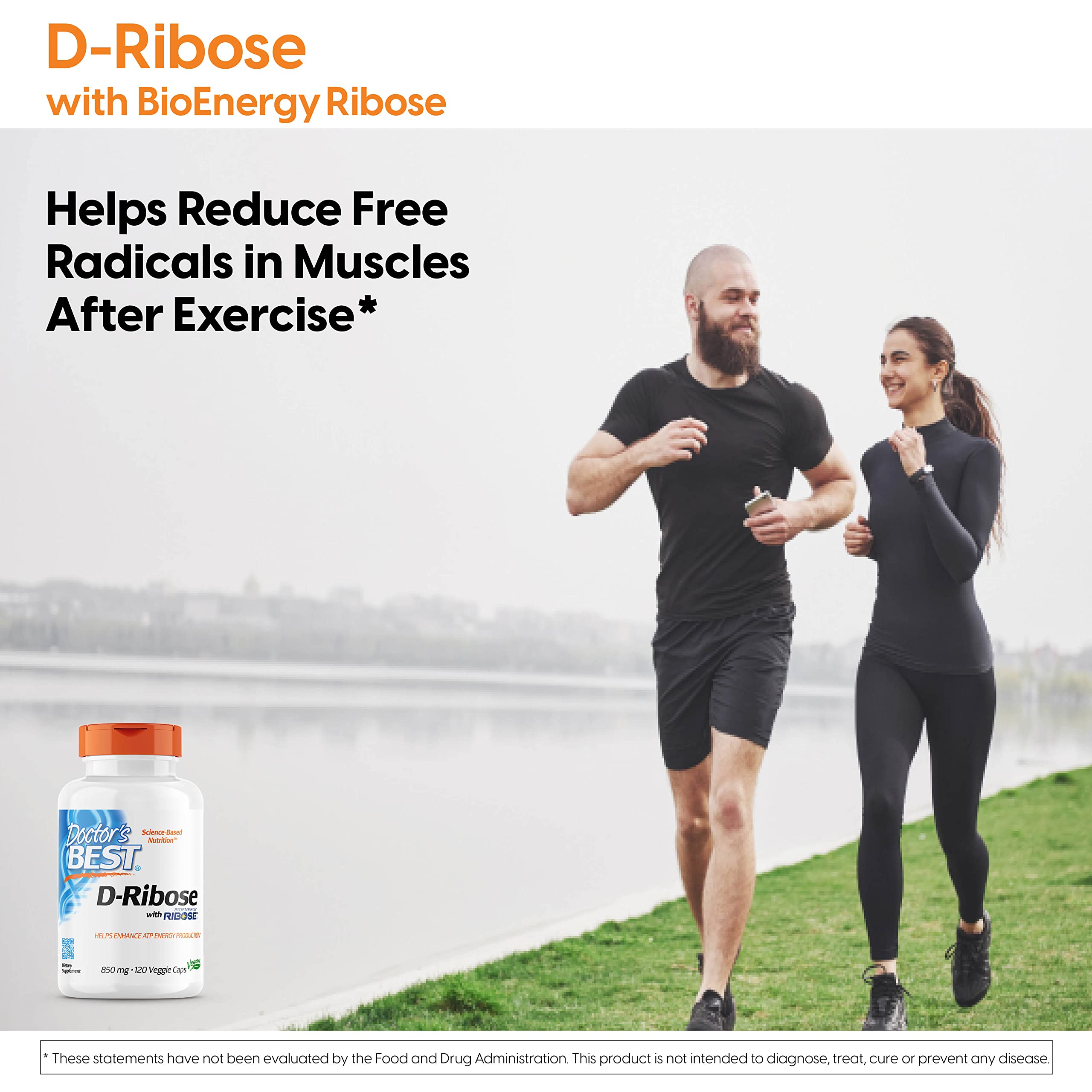 Doctor's Best D-Ribose energy visual implying potential cardiovascular metabolism support.