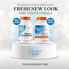 Doctor's Best Digestive Enzymes bottle label showing Non-GMO Vegetarian 90 Veggie Caps