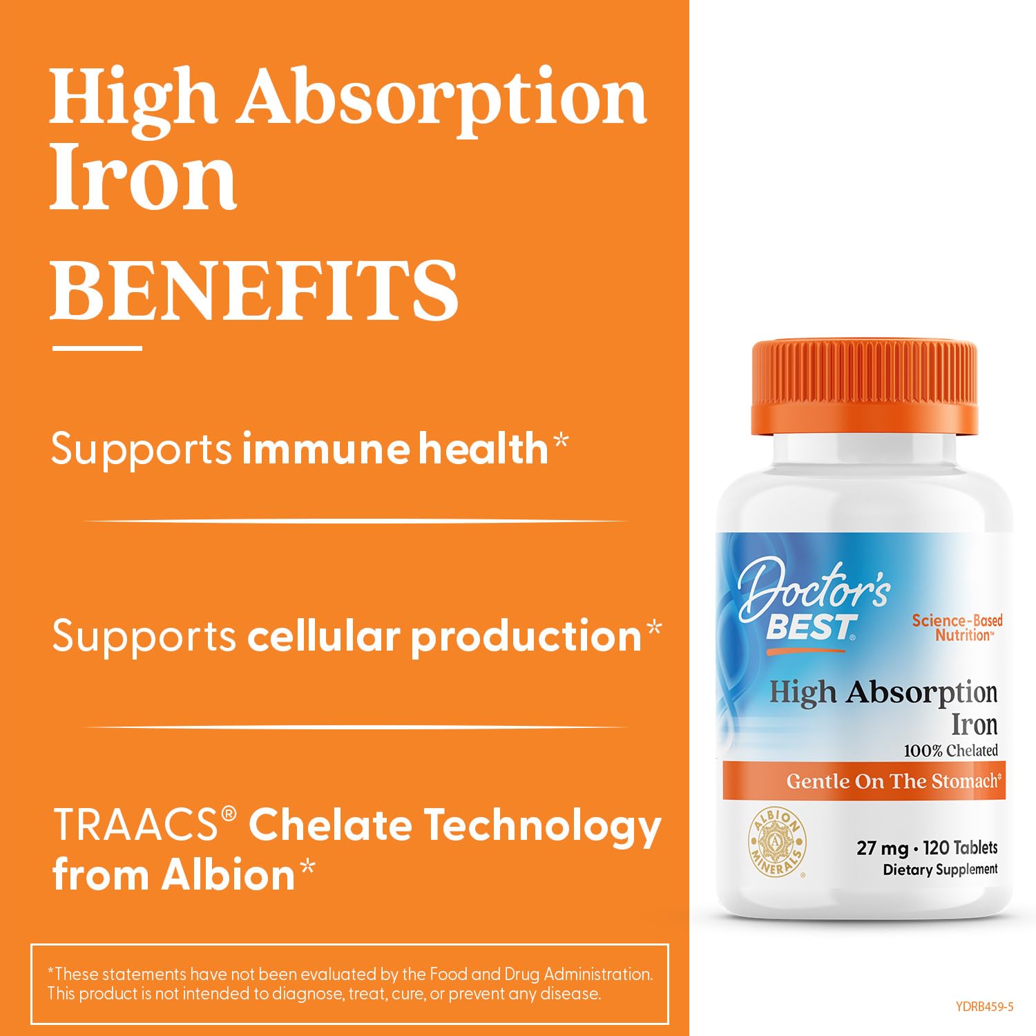 High Absorption Iron 27 mg tablets displayed