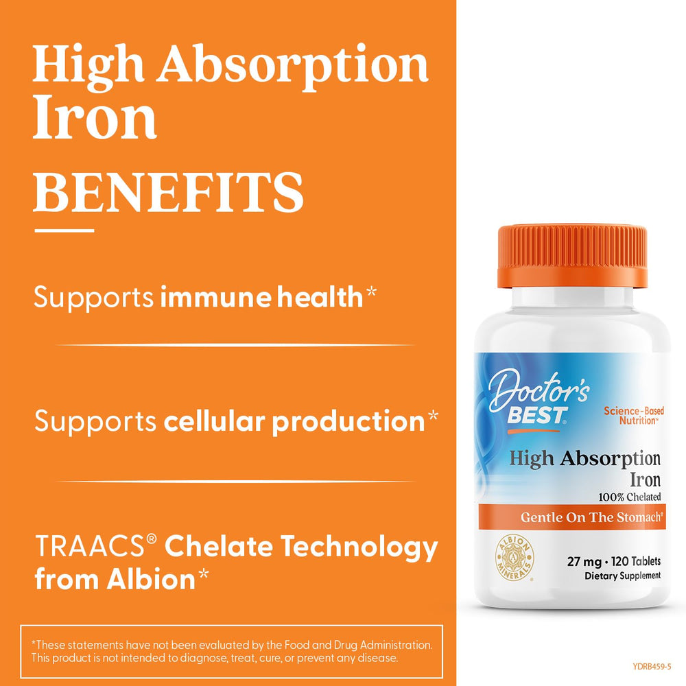High Absorption Iron 27 mg tablets displayed