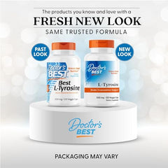 Side view of Doctors Best L-Tyrosine 500 mg veggie caps bottle