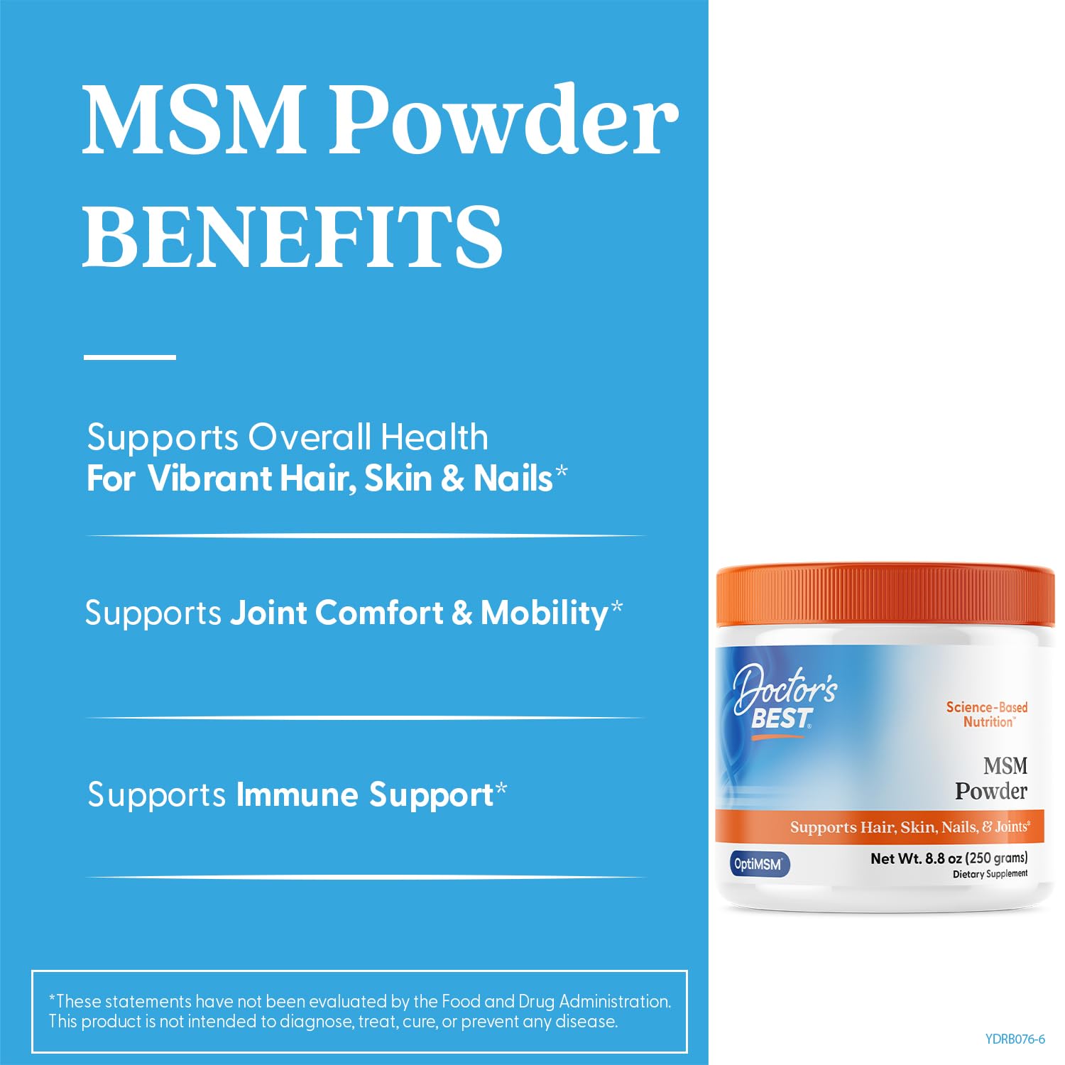 MSM powder promoting joint mobility and healthy connective tissue