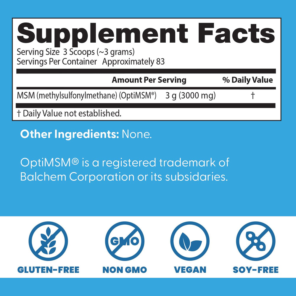 MSM powder supporting healthy hair, nails and skin