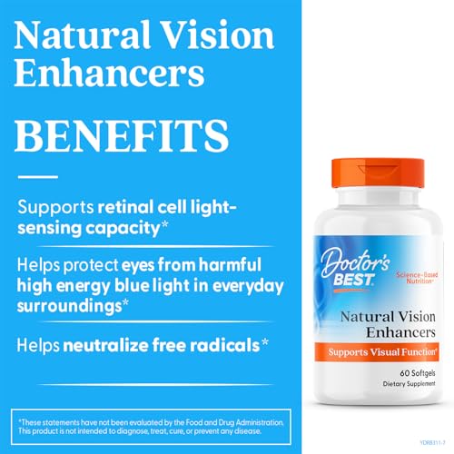 Doctor's BEST Natural Vision Enhancers bottle pour demonstrates easy, convenient daily use