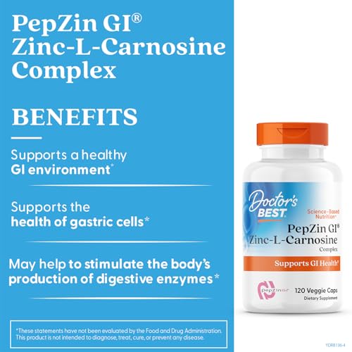 Doctor's Best PepZin GI ingredients label featuring zinc-L-carnosine
