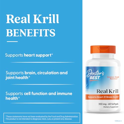 Doctor's Best Real Krill 350mg astaxanthin closeup highlighting antioxidant content