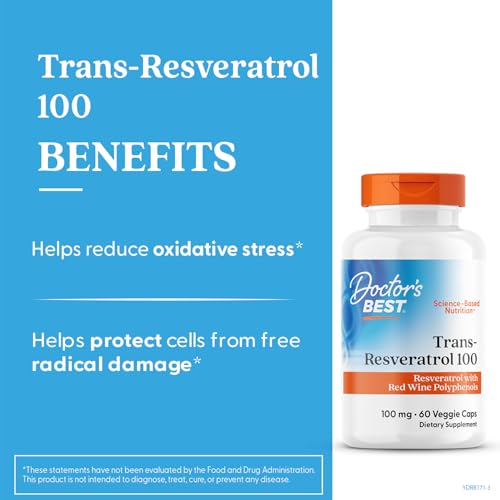 Doctor's Best Trans-Resveratrol capsules pack ready for daily use.