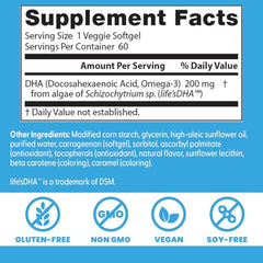 Doctors Best vegan DHA bottle pour demonstrates easy daily supplementation.