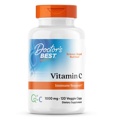 Bottle of Doctor's Best Vitamin C with Q-C 1000 mg in Scotland-sourced veggie caps, 120 count