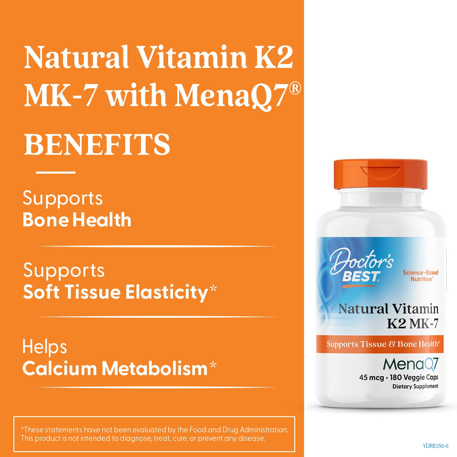 Front label of Doctor's Best Vitamin K2 MK-7 bottle