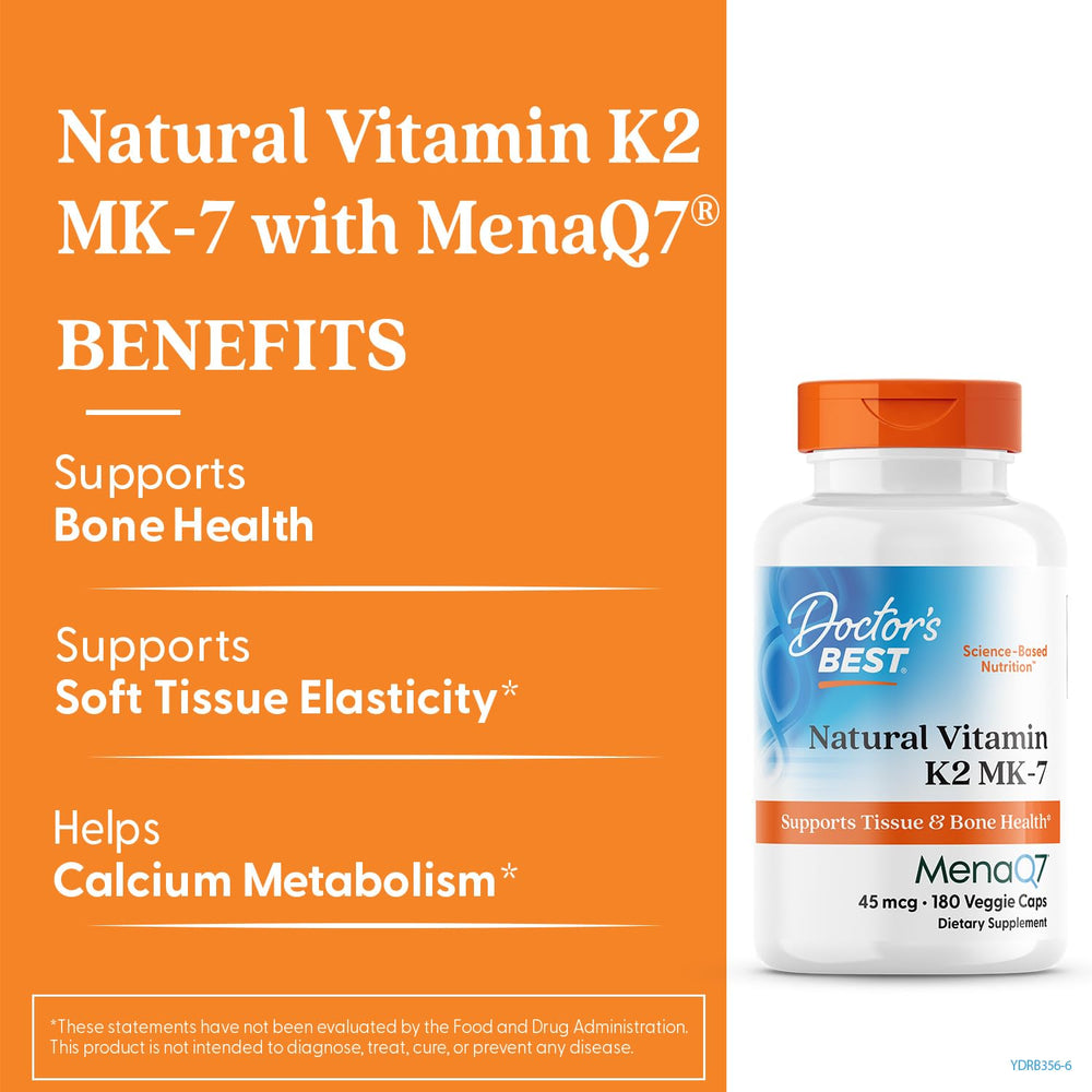 Front label of Doctor's Best Vitamin K2 MK-7 bottle