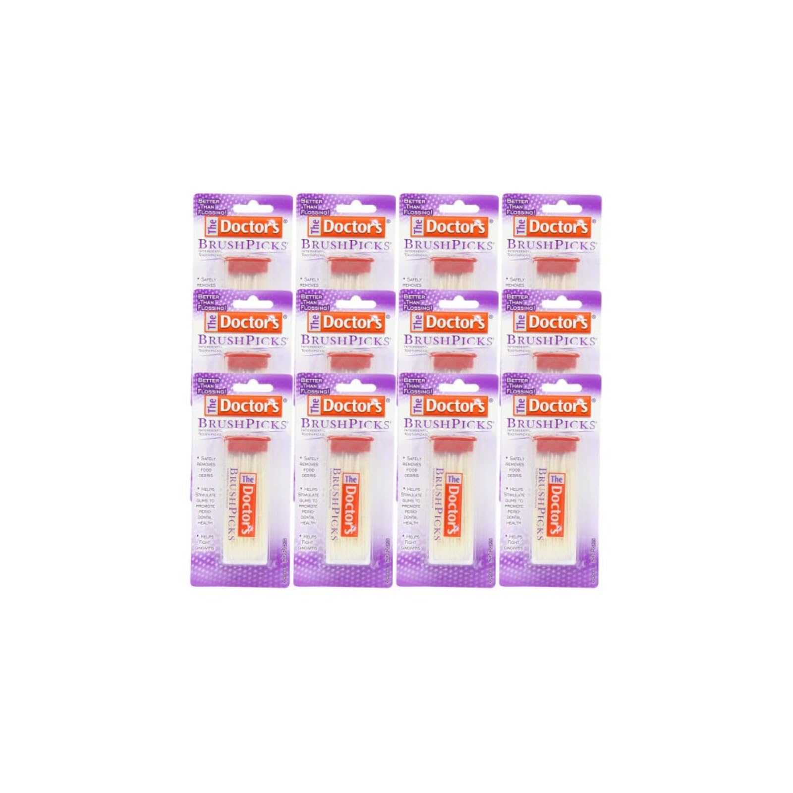 Front view of The Doctor's BrushPicks interdental toothpicks — 120-count pack of 12 containers