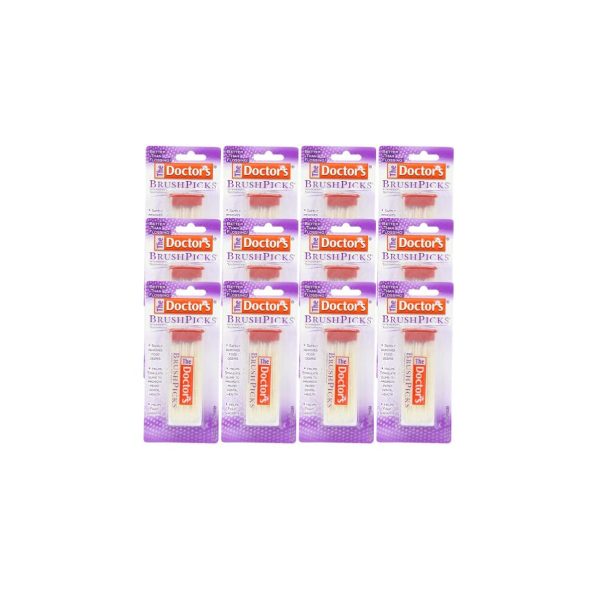 Front view of The Doctor's BrushPicks interdental toothpicks — 120-count pack of 12 containers