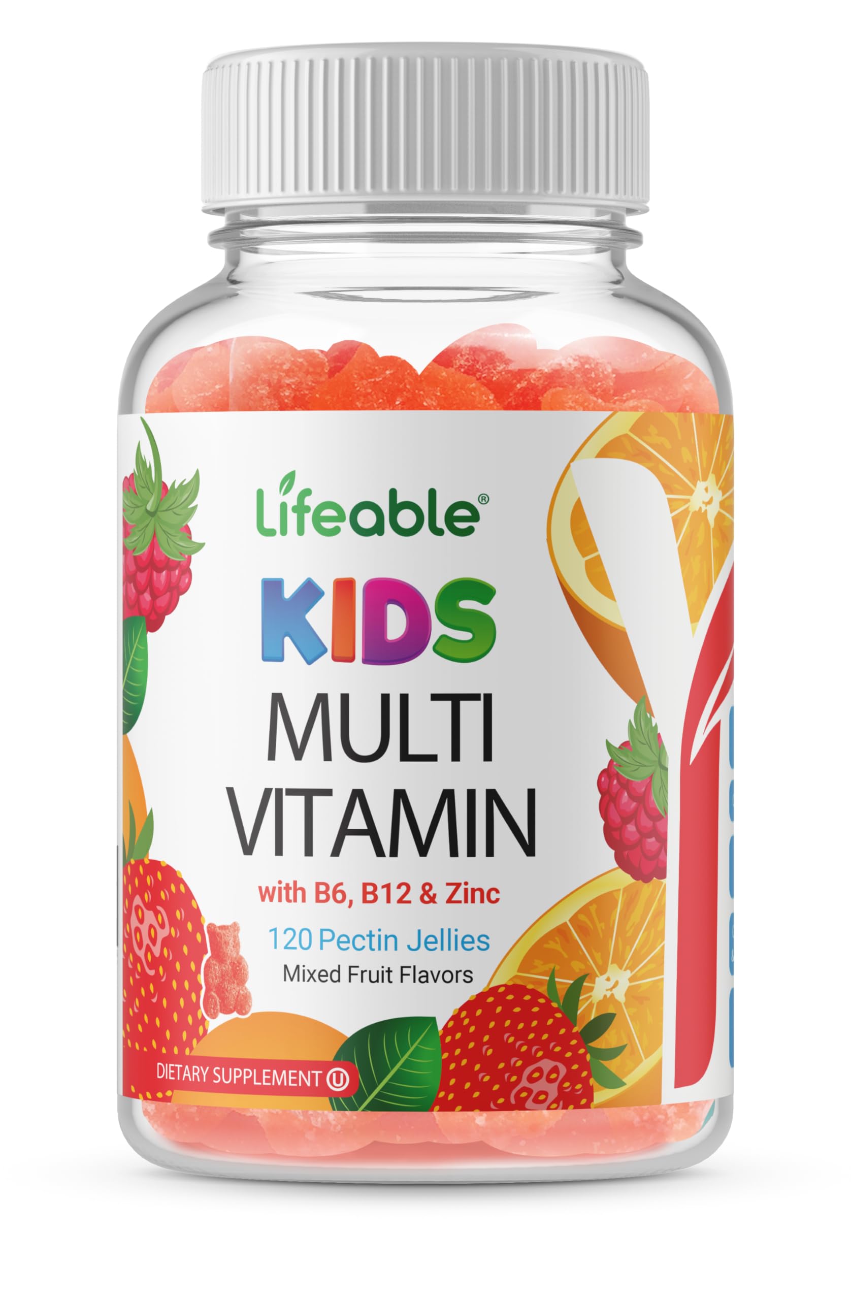 Front view of Doctors Finest Kids Multivitamin Gummies bottle and label