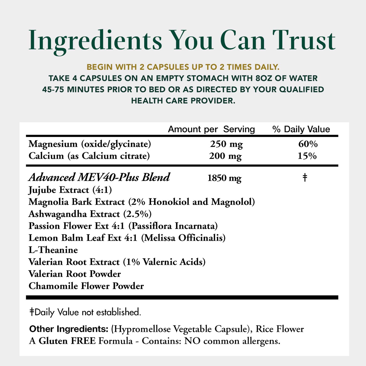 Supplement facts panel for Muscle Ezze Plus